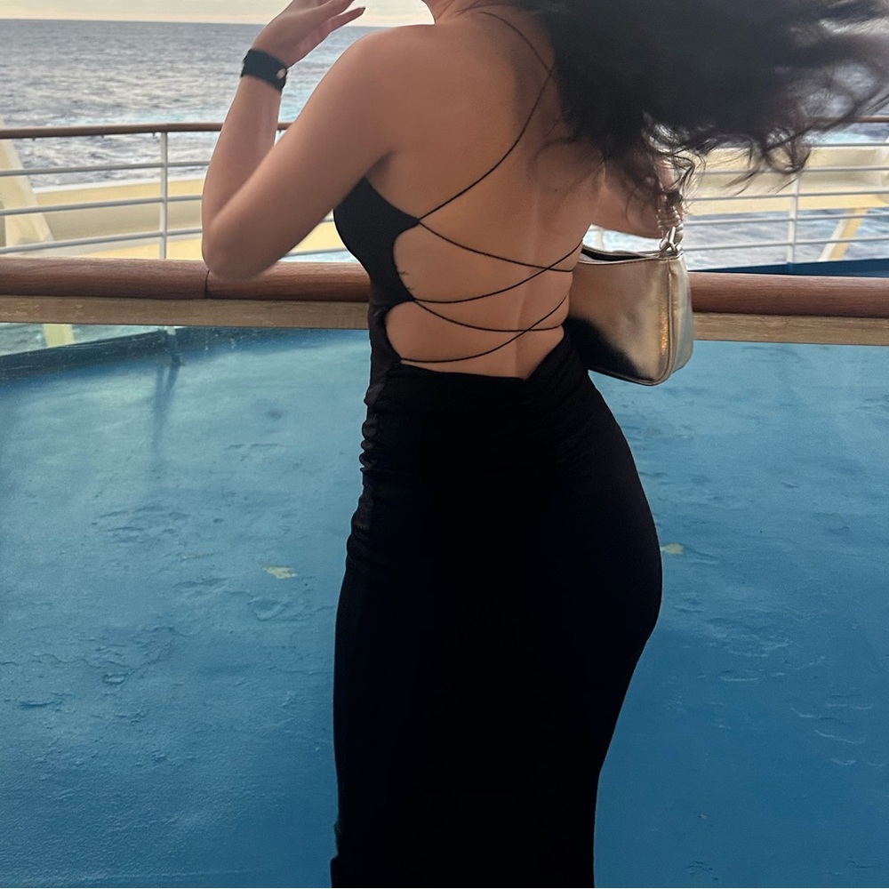 Meshki Black Strappy Backless Dress